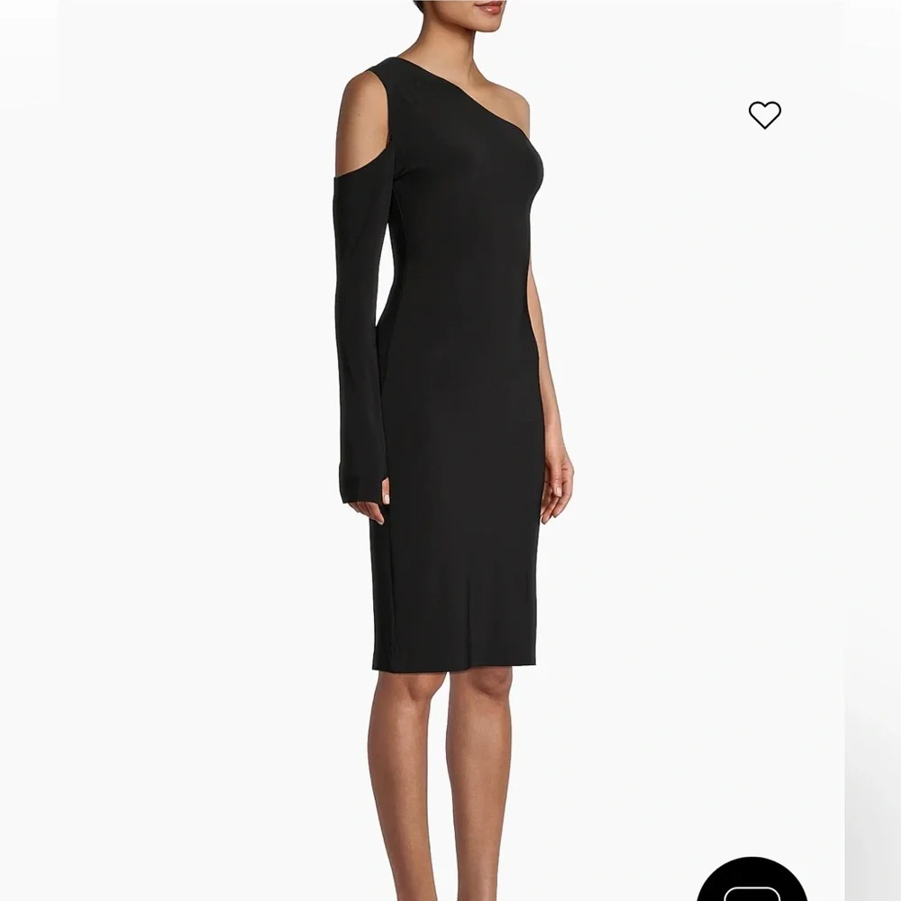 Norma Kamali Black One Shoulder Cutout Fitted Spandex Dress - Picture 3 of 11